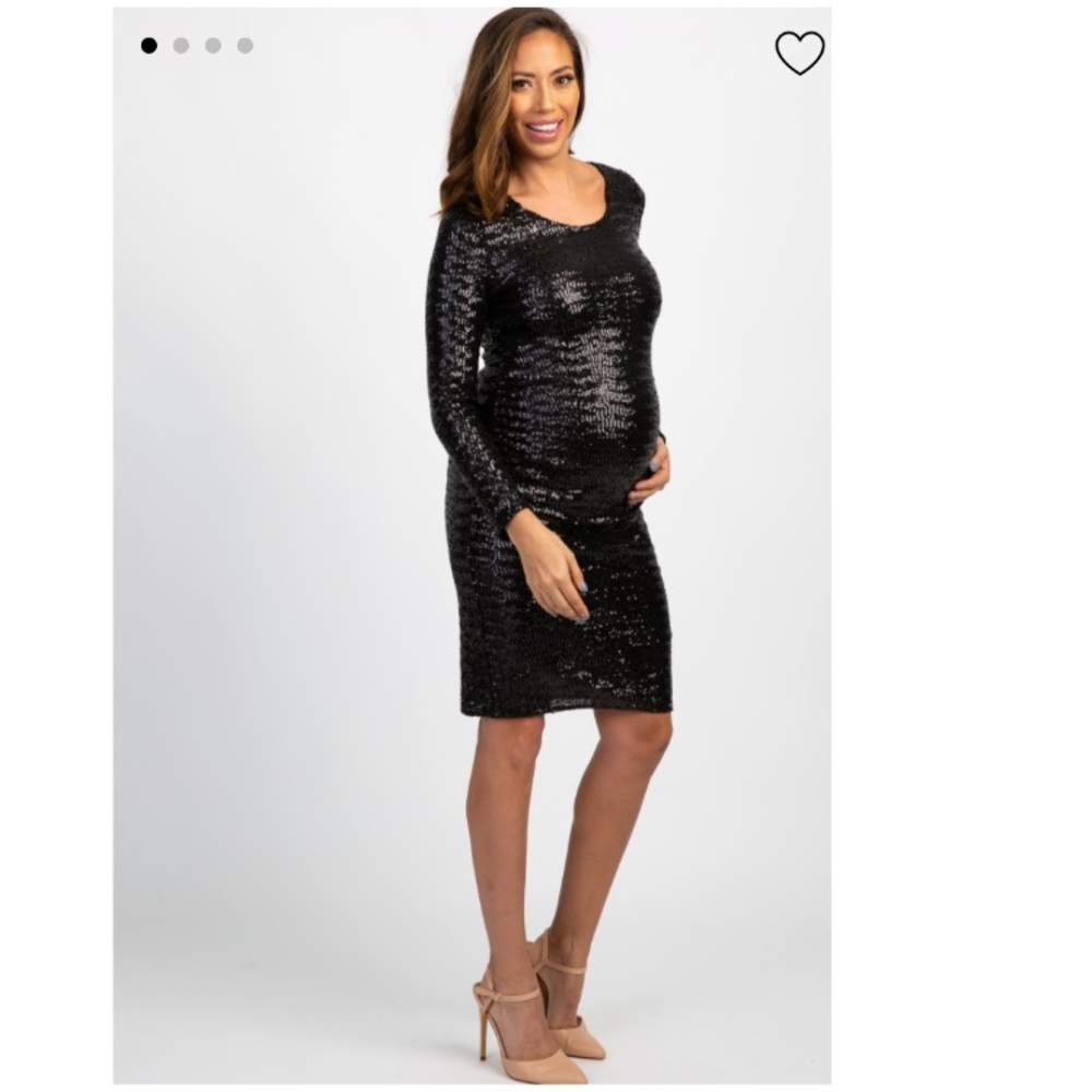 PinkBlush long sleeved sequined maternity dress